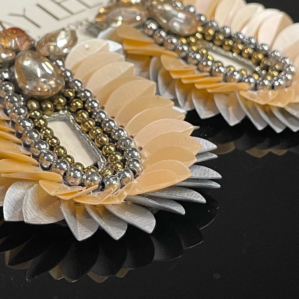 Gold and Silver Petal Earrings - Picture 3 of 4